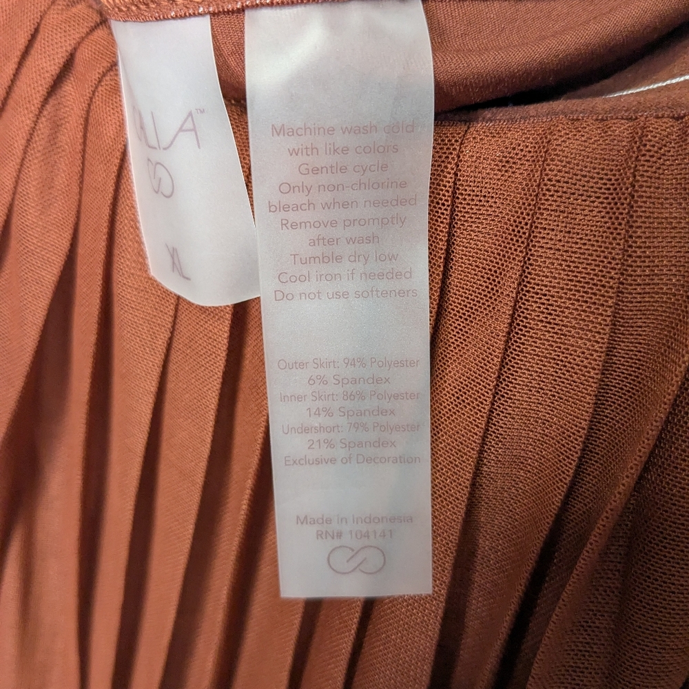CALIA by Carrie Underwood Nwt Pleated Mesh Highrise Tennis Skort Rust XL - Picture 8 of 8